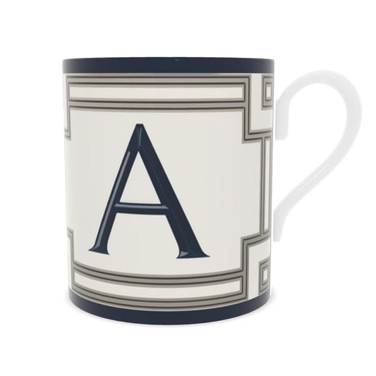 Elegant Monogrammed Mug in Fine Bone China - Letter A Coffee Cup