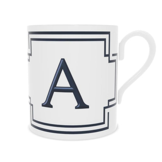 Elegant Monogram 'A' Fine Bone China Mug - Custom Initial Cup
