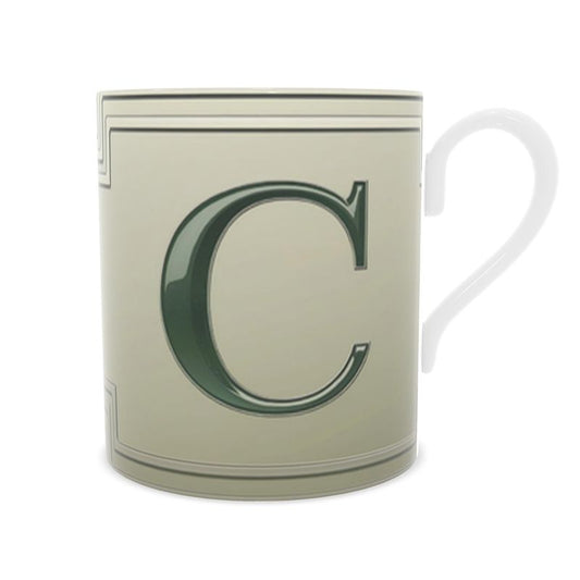 Personalised Green Bone China C Alphabet Mug