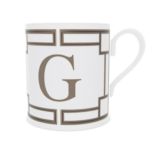Monogram 'G' White and Gold Fine Bone China Coffee Cup