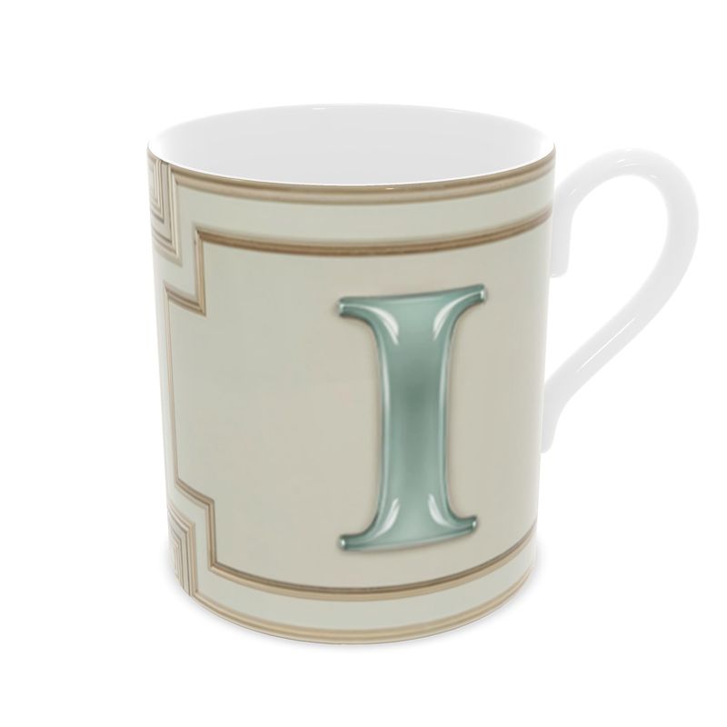 Monogrammed 'I' Teacup - Elegant Fine Bone China Mug