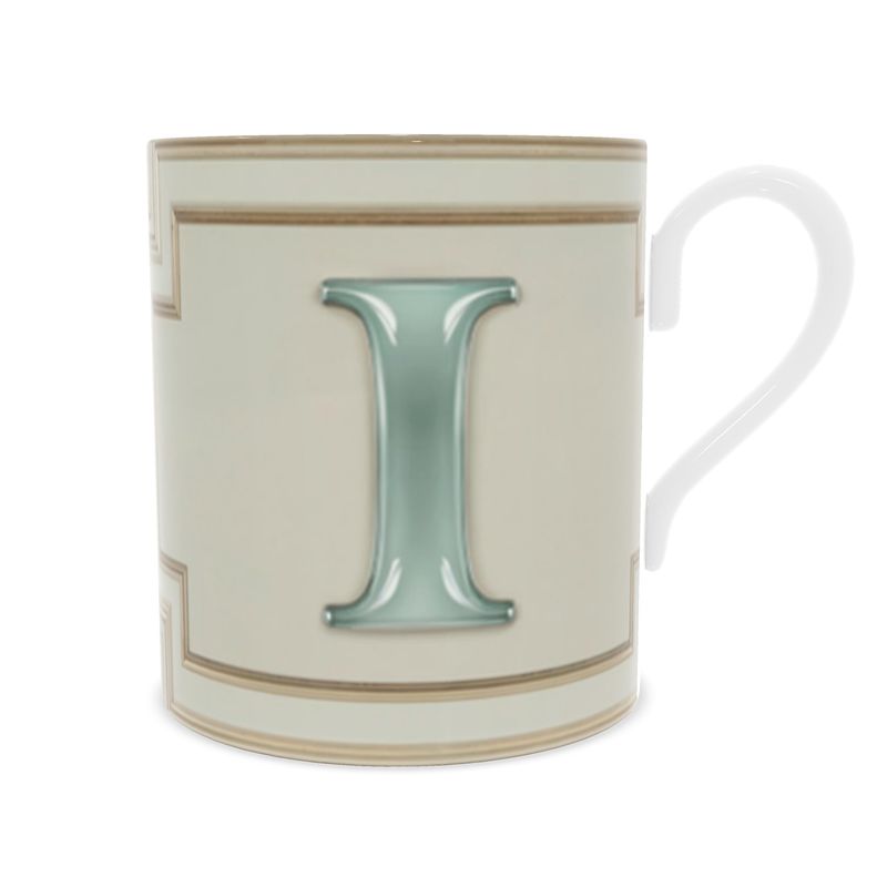 Monogrammed 'I' Teacup - Elegant Fine Bone China Mug