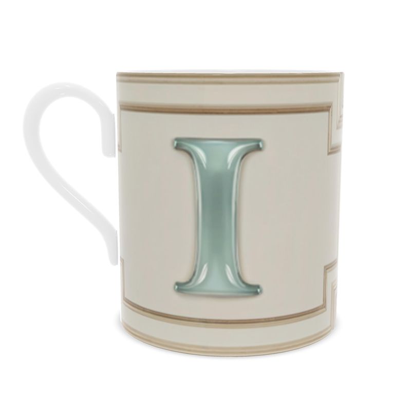 Monogrammed 'I' Teacup - Elegant Fine Bone China Mug
