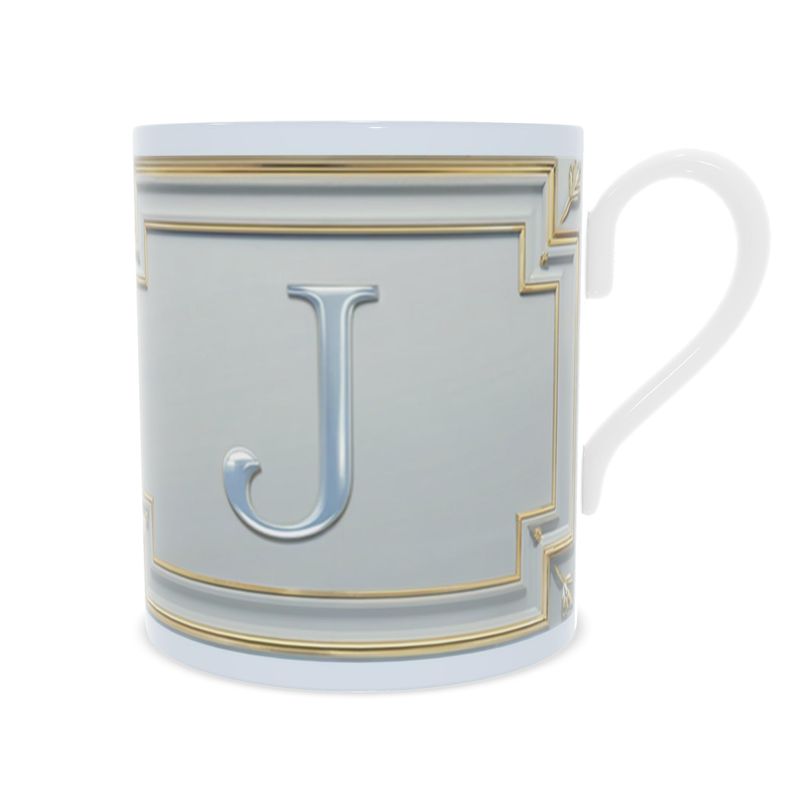 Elegant 'J' Monogram Fine Bone China Mug - Alphabet Collection