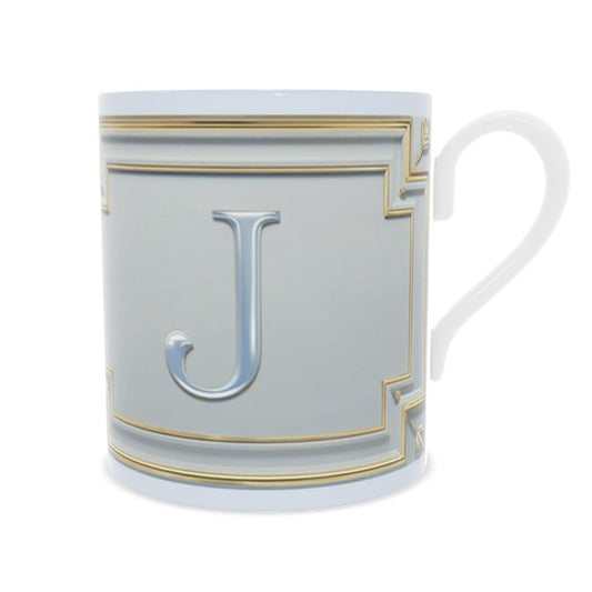 Elegant 'J' Monogram Fine Bone China Mug - Alphabet Collection