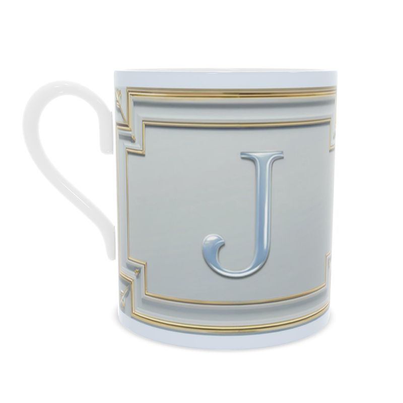 Elegant 'J' Monogram Fine Bone China Mug - Alphabet Collection