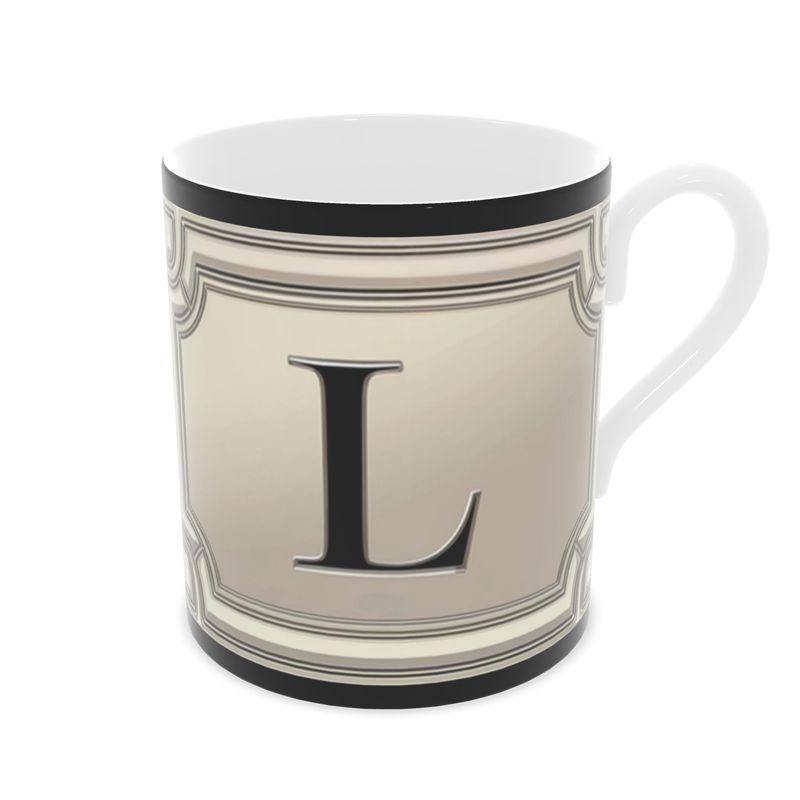 Personalised 'L' Alphabet Fine Bone China Mug - Custom Gift Idea