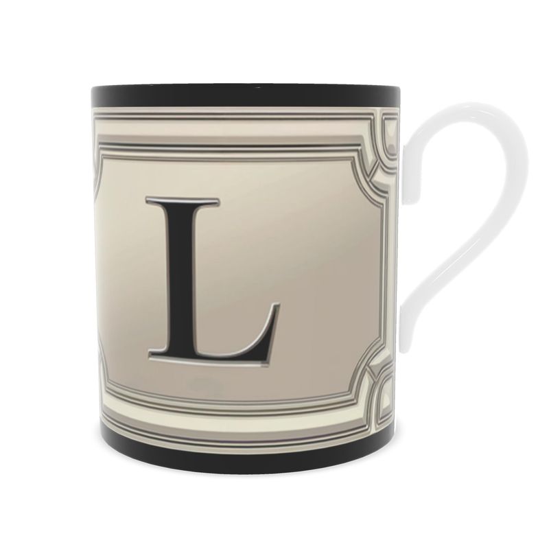 Personalised 'L' Alphabet Fine Bone China Mug - Custom Gift Idea