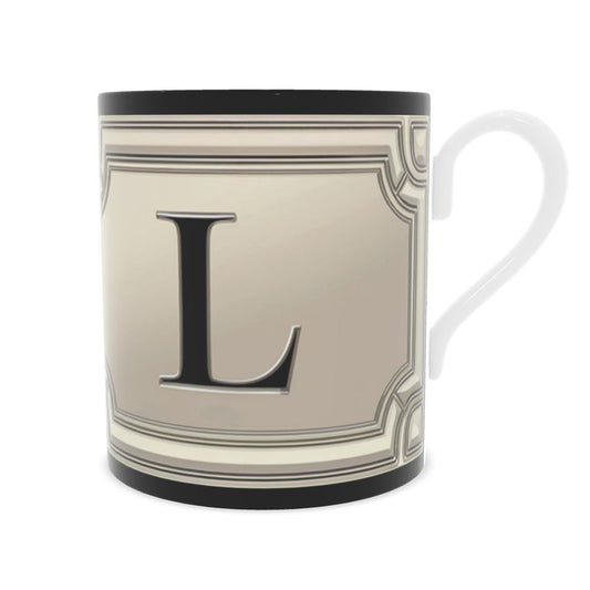 Personalised 'L' Alphabet Fine Bone China Mug - Custom Gift Idea