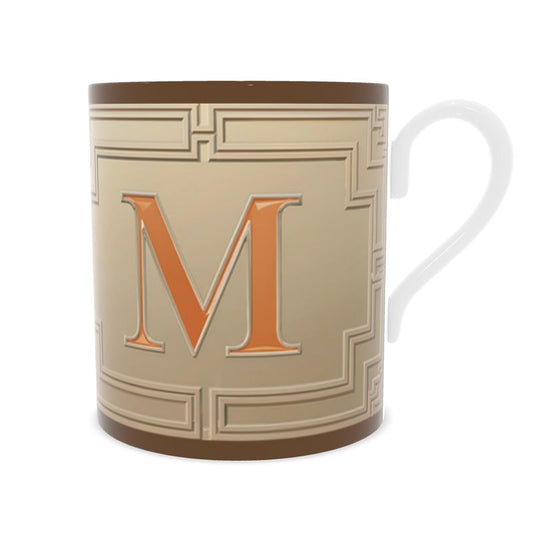 Personalised Fine Bone China Mug with Alphabet M Design