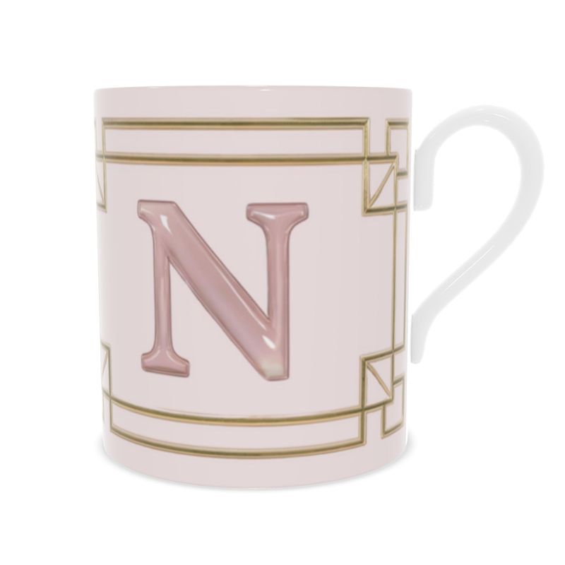 Unique Letter 'N' Fine Bone China Mug - Monogram Coffee Cup