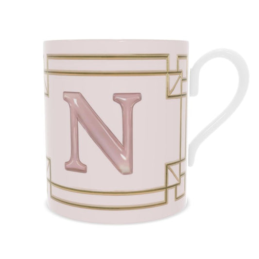 Unique Letter 'N' Fine Bone China Mug - Monogram Coffee Cup
