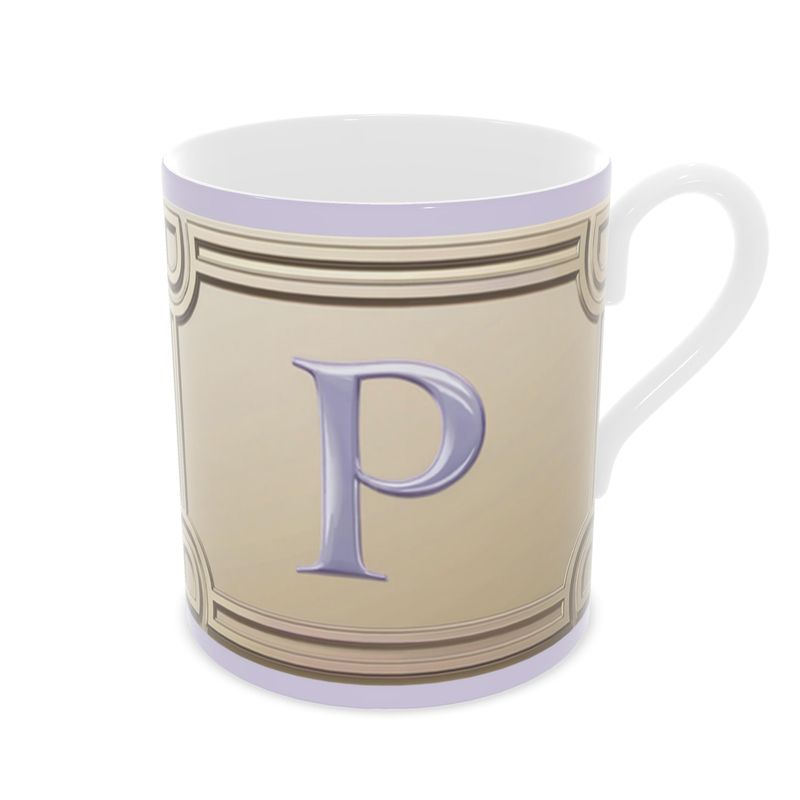 Personalised Porcelain Mug with Alphabet 'P'
