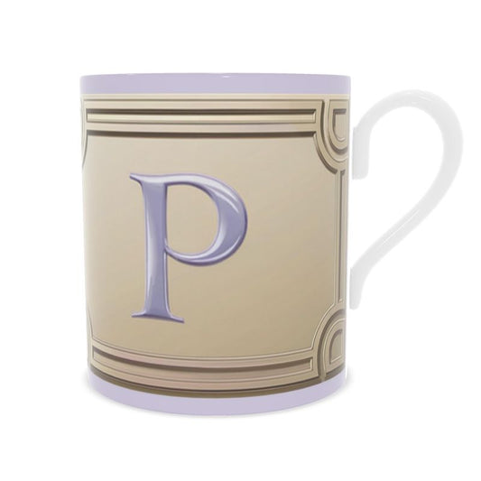 Personalised Porcelain Mug with Alphabet 'P'