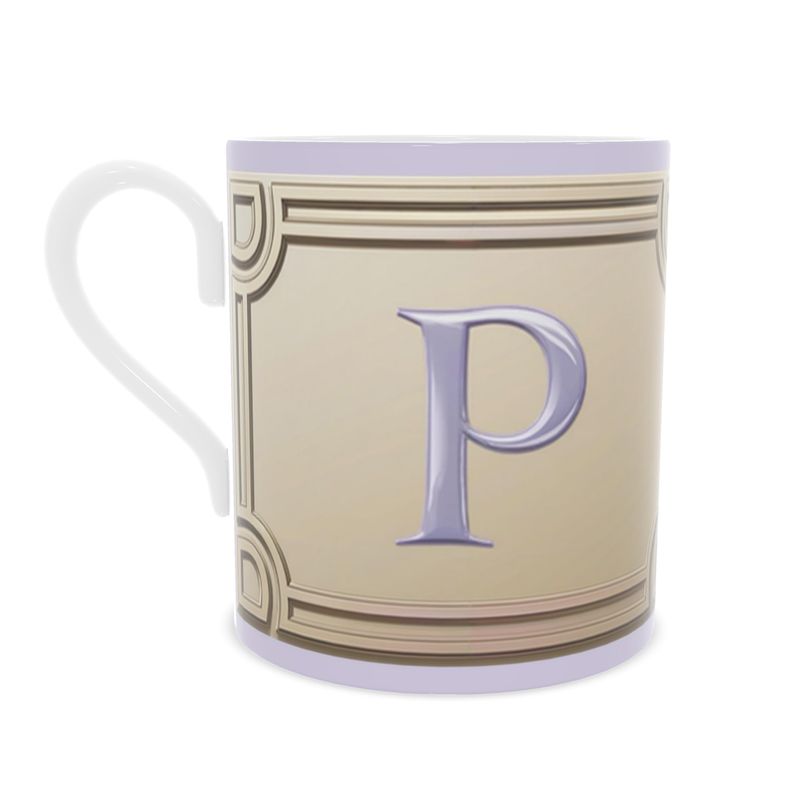 Personalised Porcelain Mug with Alphabet 'P'