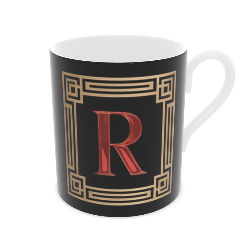 Elegant Alphabet 'R' Mug - Fine Bone China Mug