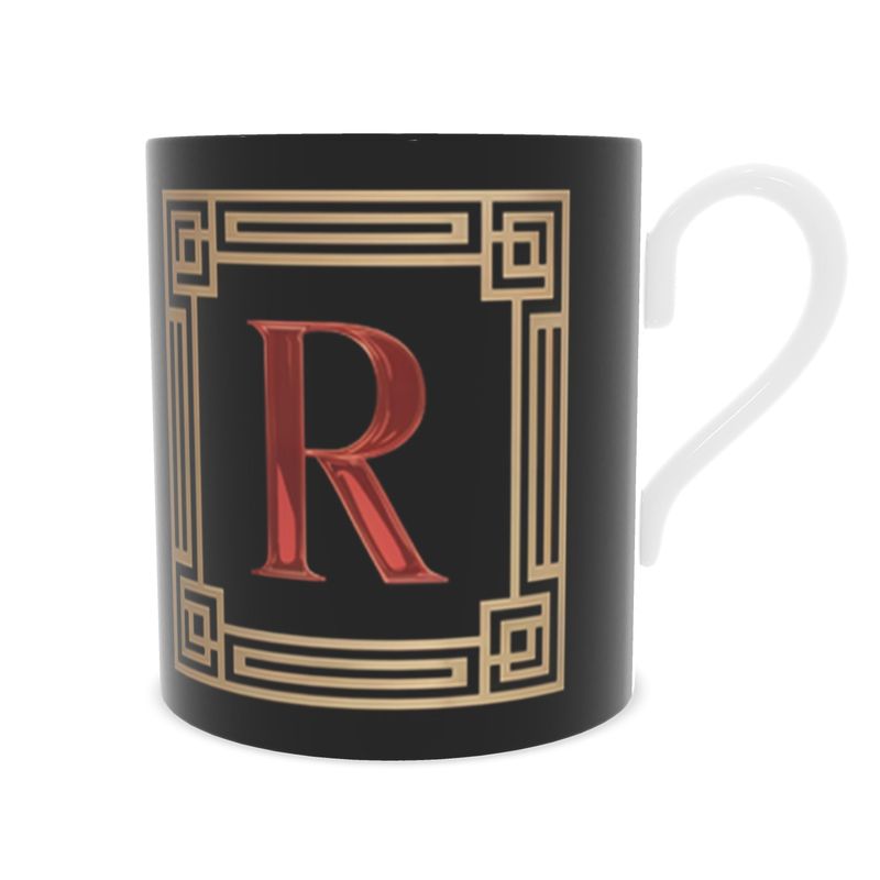 Elegant Alphabet 'R' Mug - Fine Bone China Mug