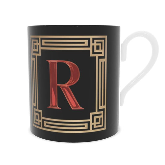 Elegant Alphabet 'R' Mug - Fine Bone China Mug