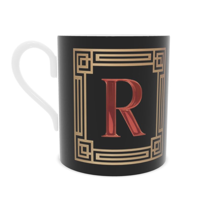 Elegant Alphabet 'R' Mug - Fine Bone China Mug