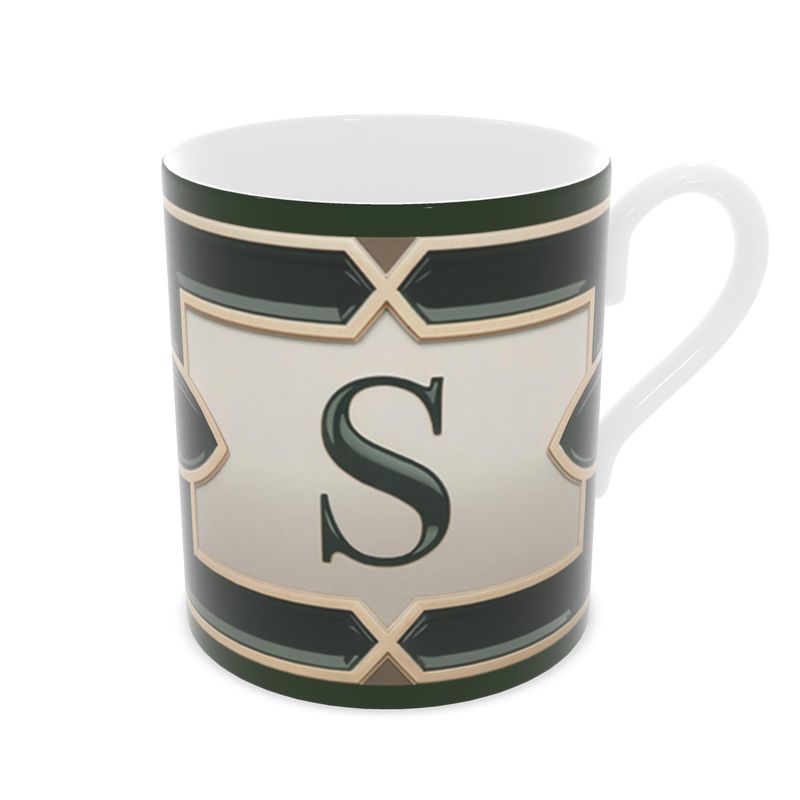 Vintage Style Letter S Fine Bone China Mug - Personalised Gift