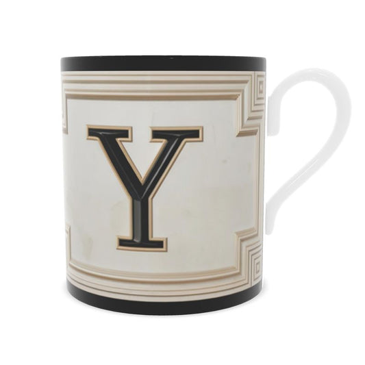 Elegant Y Alphabet Mug - Fine Bone China Tea Cup