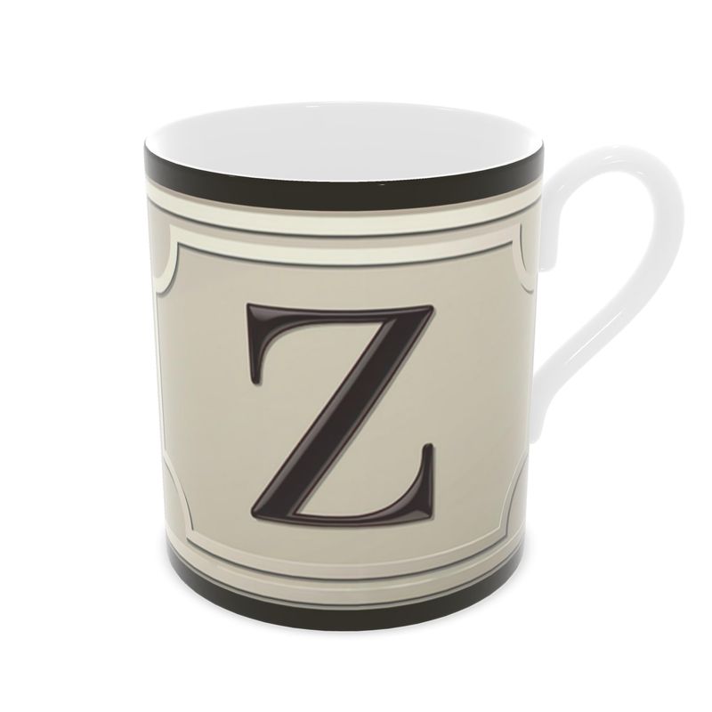 Unique Monogram Z Coffee Mug - Delicate Fine China Gift