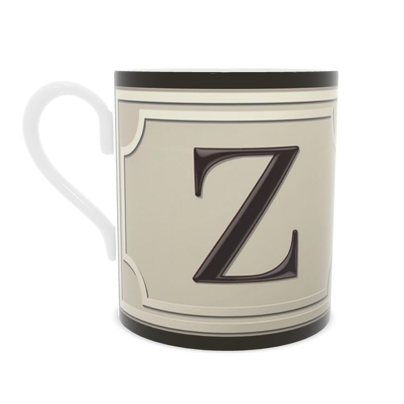 Unique Monogram Z Coffee Mug - Delicate Fine China Gift