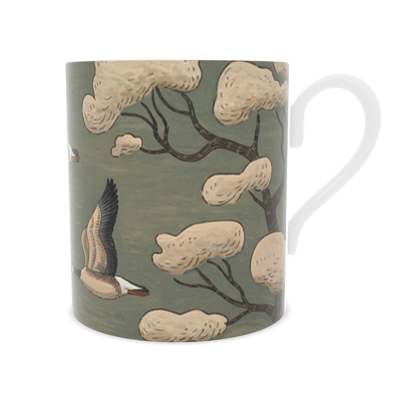 Fine Bone China Mug with Flying Geese Design - Bird Lover Gift