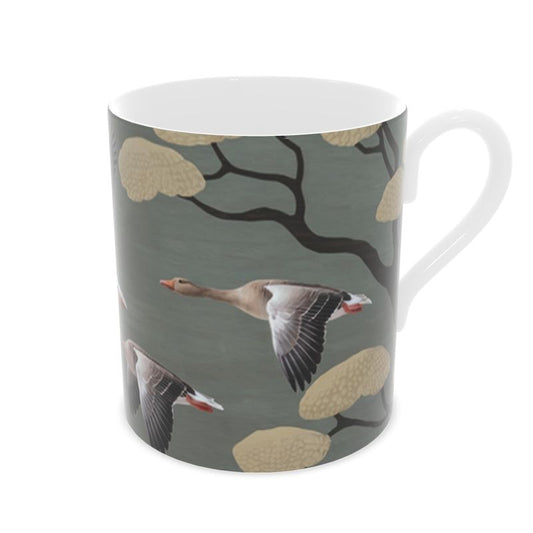 Vintage Flying Geese Mug - Fine Bone China Cup