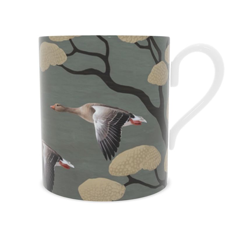 Vintage Flying Geese Mug - Fine Bone China Cup