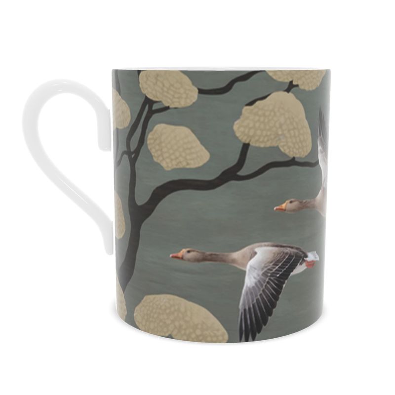 Vintage Flying Geese Mug - Fine Bone China Cup