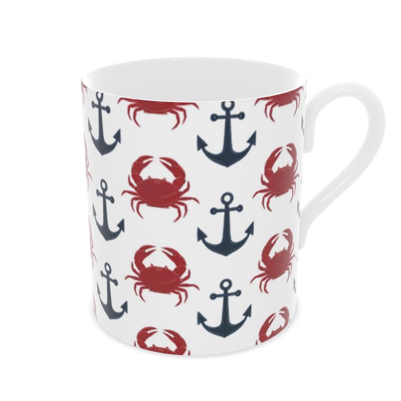 Sea Lovers' Mug - Crabs and Anchors on Fine Bone China