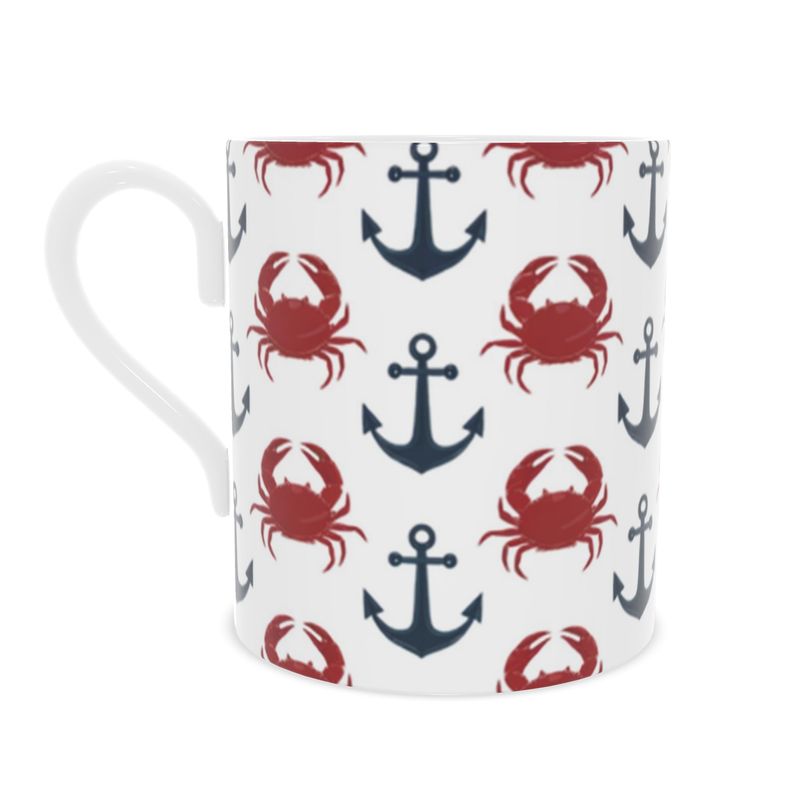Sea Lovers' Mug - Crabs and Anchors on Fine Bone China