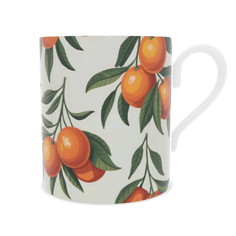 Elegant Citrus Fruit Mug - Mediterranean Oranges Fine Bone China Cup
