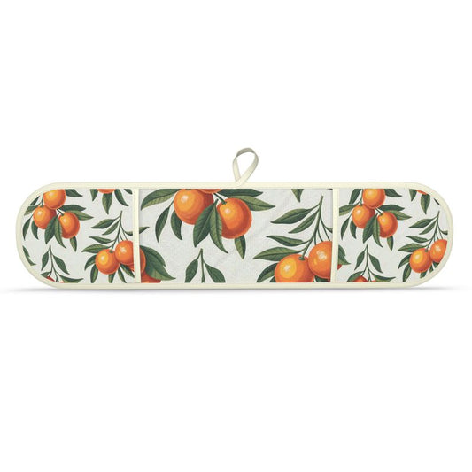 Citrus Oranges Double Oven Mitts for Mediterranean Kitchen