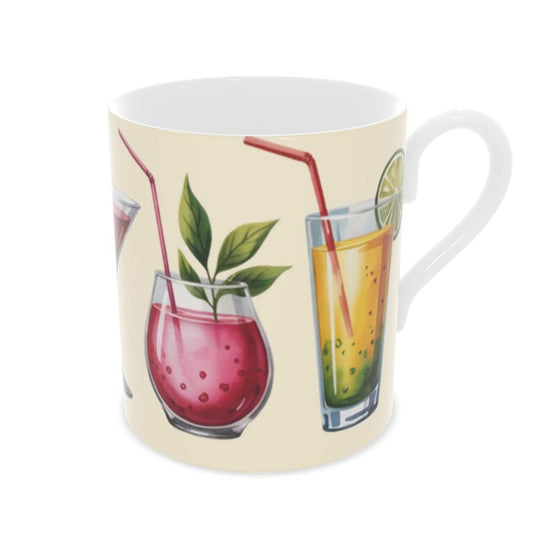 Vintage Style Cocktail Lover's Mug - Bone China Mug