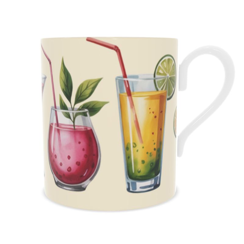 Vintage Style Cocktail Lover's Mug - Bone China Mug