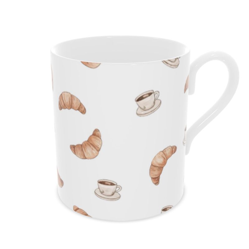 Chic Bone China Mug for Morning Coffee and Croissant Lovers