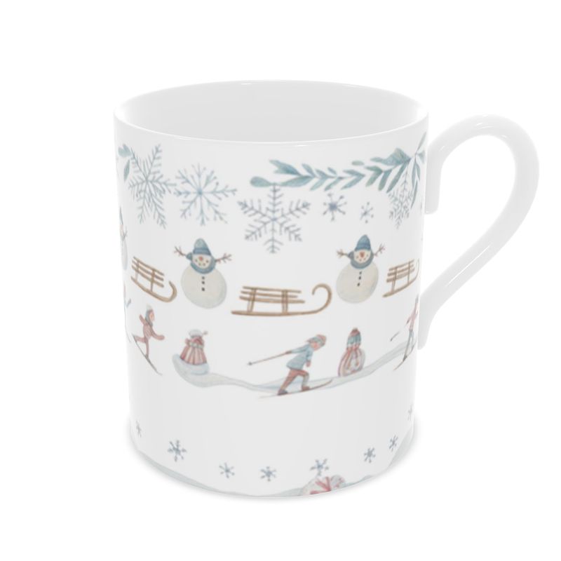 Festive Snowy Scene Bone China Mug for Christmas