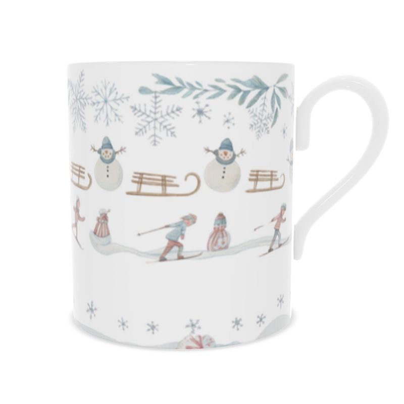 Festive Snowy Scene Bone China Mug for Christmas
