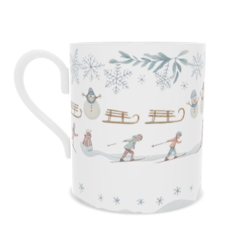 Festive Snowy Scene Bone China Mug for Christmas