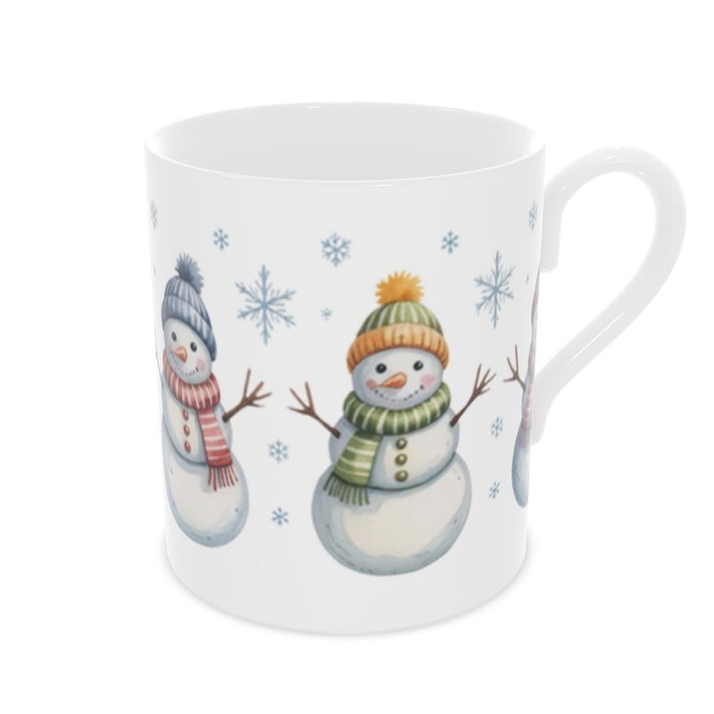 Holiday Snowmen Mug - Elegant Bone China Cup for Christmas
