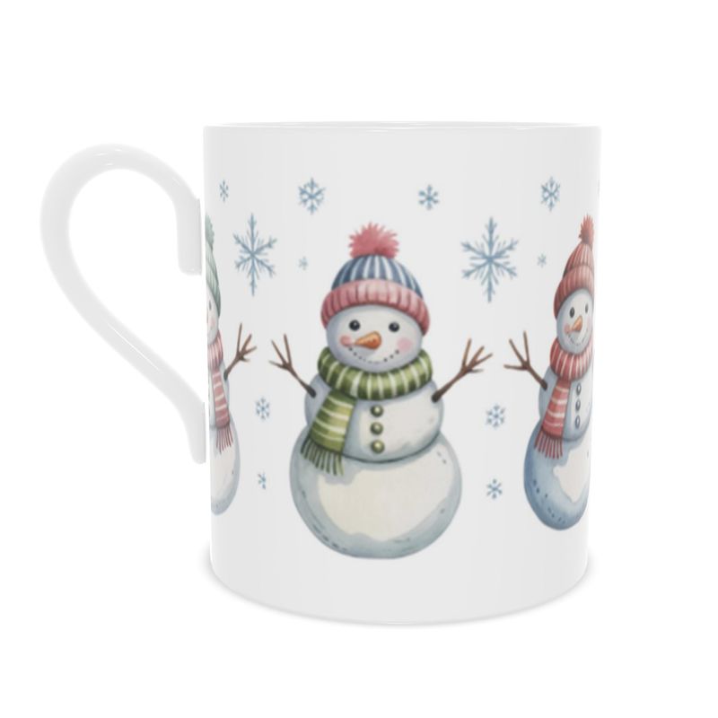 Holiday Snowmen Mug - Elegant Bone China Cup for Christmas
