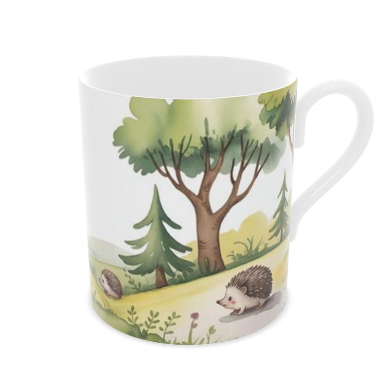 Vintage Country Hedgehogs Bone China Mug - Adorable Tea Cup for Nature Lovers