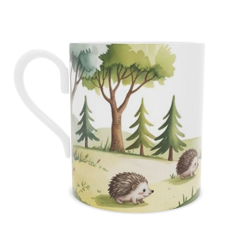 Vintage Country Hedgehogs Bone China Mug - Adorable Tea Cup for Nature Lovers