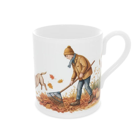 Vintage Style Fall Garden Bone China Mug Gardeners Gift