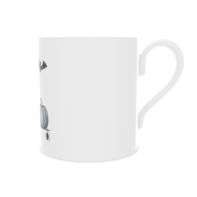 Vintage Style Black Cat and Pumpkins Bone China Mug for Halloween