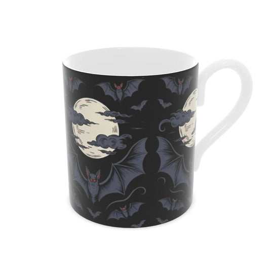 Spooky Halloween Midnight Bats Bone China Coffee Mug