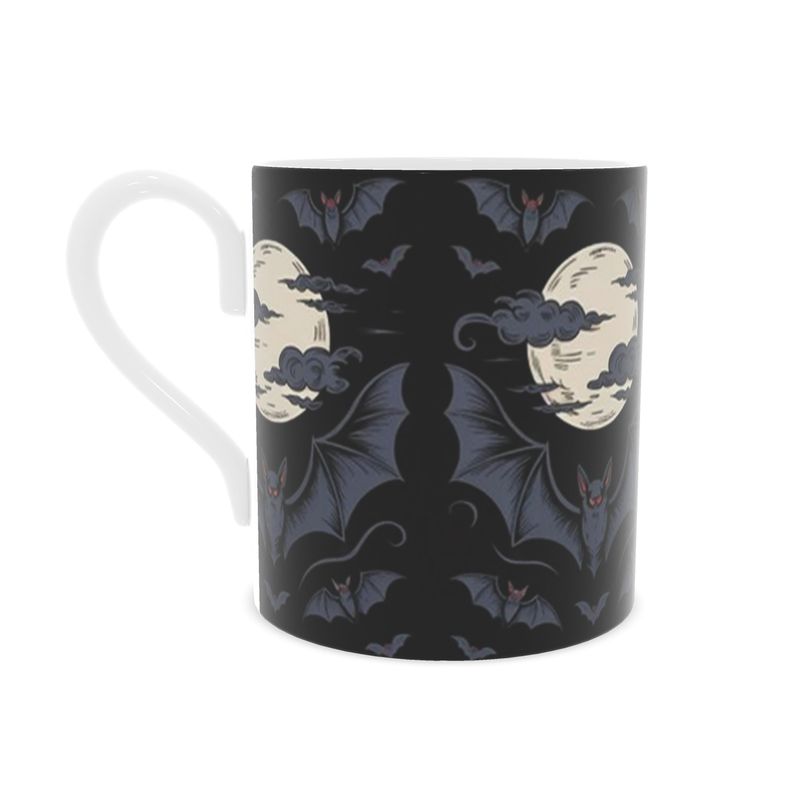 Spooky Halloween Midnight Bats Bone China Coffee Mug