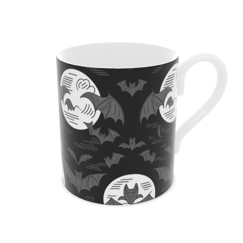 Halloween Bone China Mug with Bat Design
